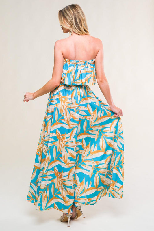 Blossom in Time Woven Midi Dress in turquoise, view 2 — Soul Flow Apparel