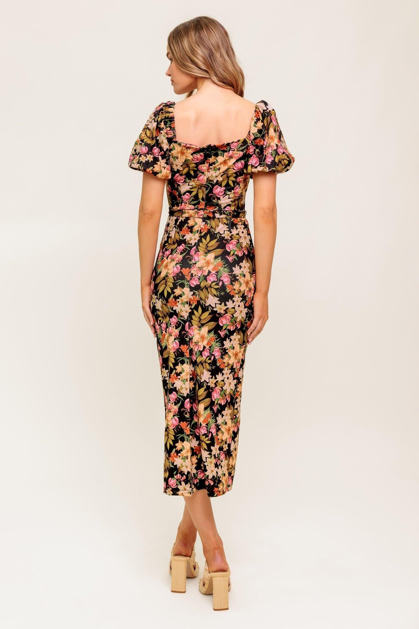 Sweet At Heart Woven Midi Dress in black, view 7 — Soul Flow Apparel