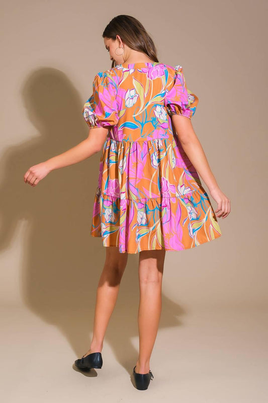 Momentous Cuteness Woven Mini Dress in camel, view 6 — Soul Flow Apparel