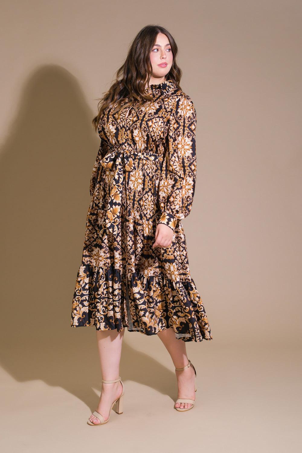 Celestial Beauty Woven Midi Dress in black, view 3 — Soul Flow Apparel
