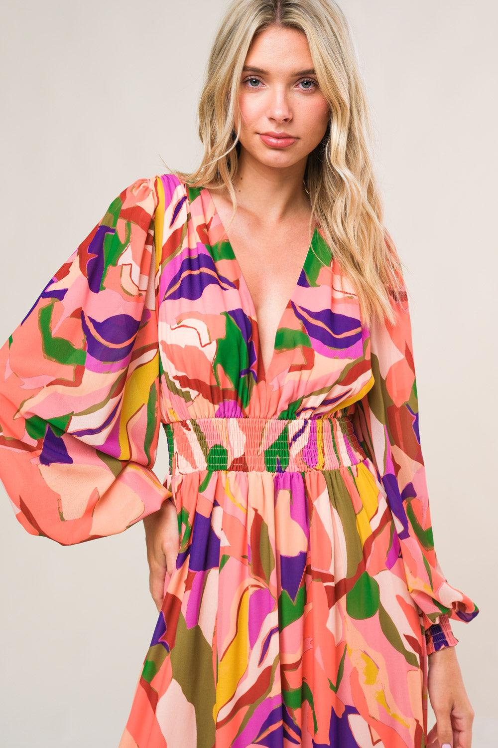 Over and Over Woven Maxi Dress in peach, view 4 — Soul Flow Apparel
