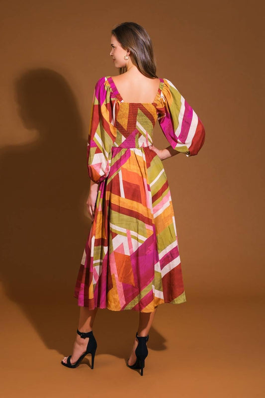 Floral Cascade Woven Mini Dress in burgundy green, view 2 — Soul Flow Apparel