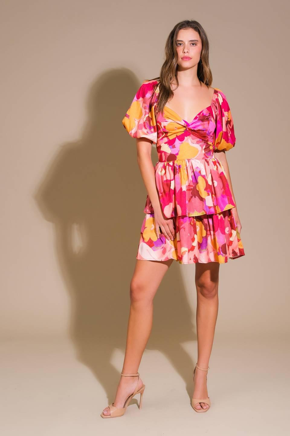 Whimsical Beauty Woven Mini Dress in magentamustard, view 5 — Soul Flow Apparel