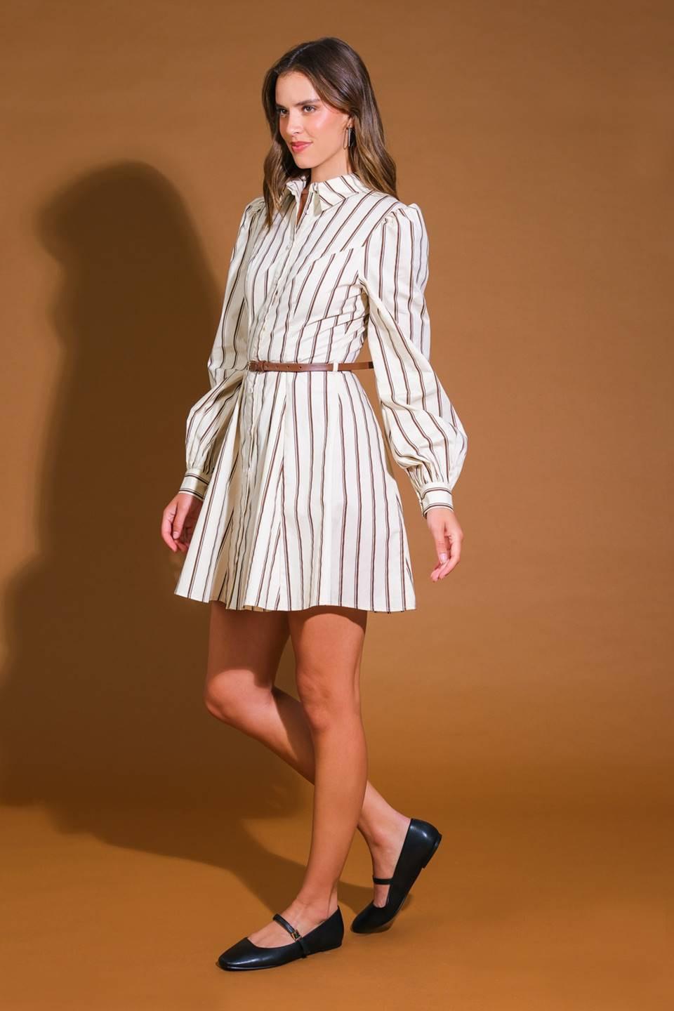 Lucky to Have You Woven Mini Dress in cream brown, view 3 — Soul Flow Apparel