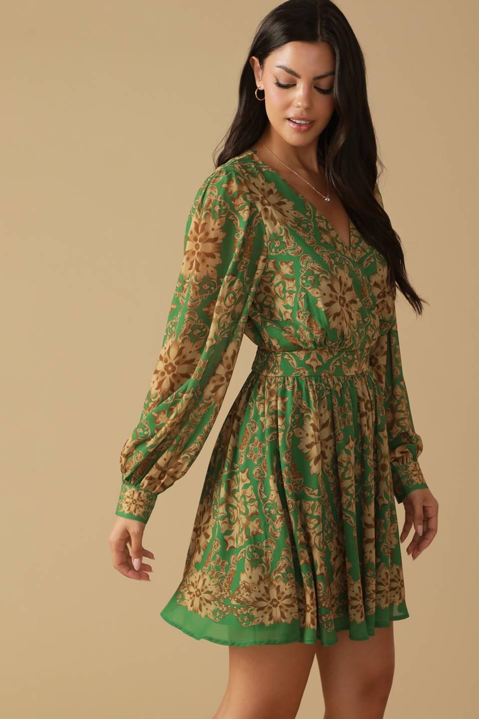 Got Me Wondering Woven Mini Dress in green, view 5 — Soul Flow Apparel