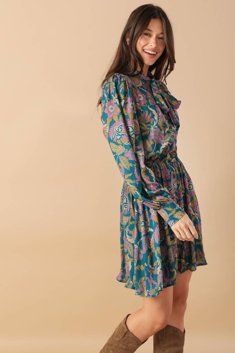 Much to Do Woven Mini Dress in teal, view 4 — Soul Flow Apparel