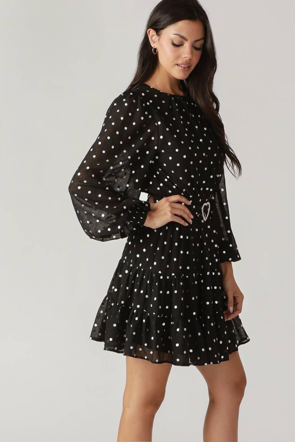 Dancing in the Rain Woven Mini Dress in black, view 3 — Soul Flow Apparel