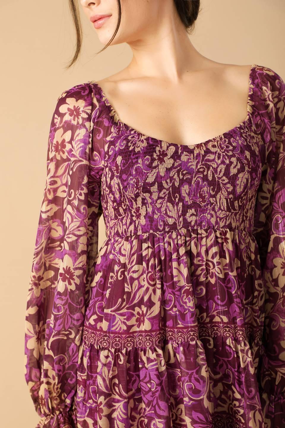 Serene Radiance Woven Mini Dress in purple, view 7 — Soul Flow Apparel