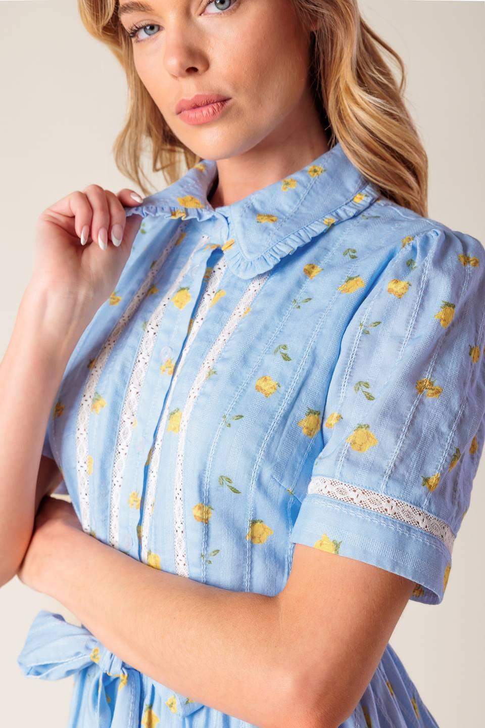 Starlit Skies Woven Mini Dress in light blue, view 5 — Soul Flow Apparel
