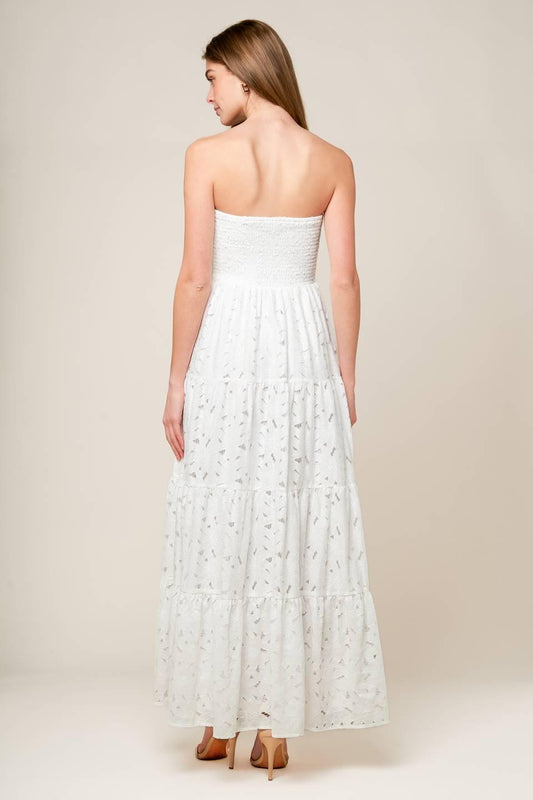 Wishing Well White Woven Lace Maxi Dress, view 6 — Soul Flow Apparel