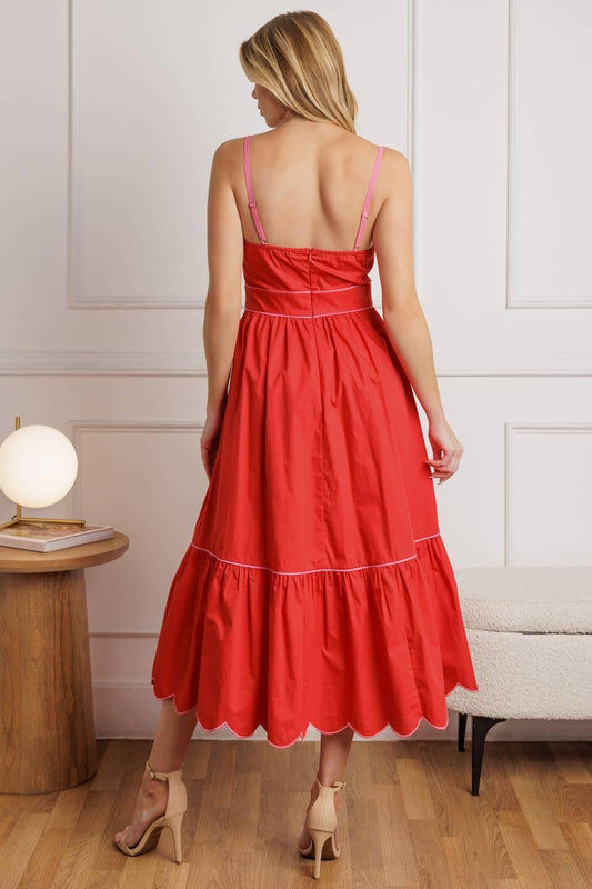 Rustic Dream Red Woven Midi Dress in pink, view 8 — Soul Flow Apparel