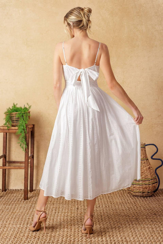 Back and Forth Eyelet Midi Dress in ivory, view 7 — Soul Flow Apparel