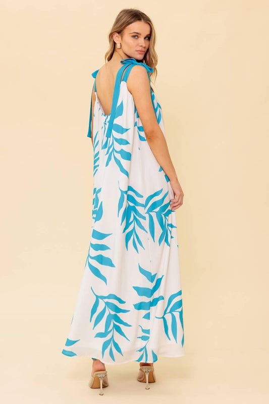 Amalfi Coast Woven Maxi Dress in ivory blue, view 7 — Soul Flow Apparel