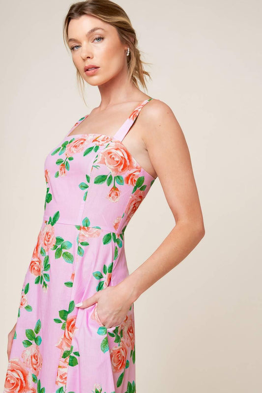 Time for Team Woven Midi Dress in blush, view 6 — Soul Flow Apparel
