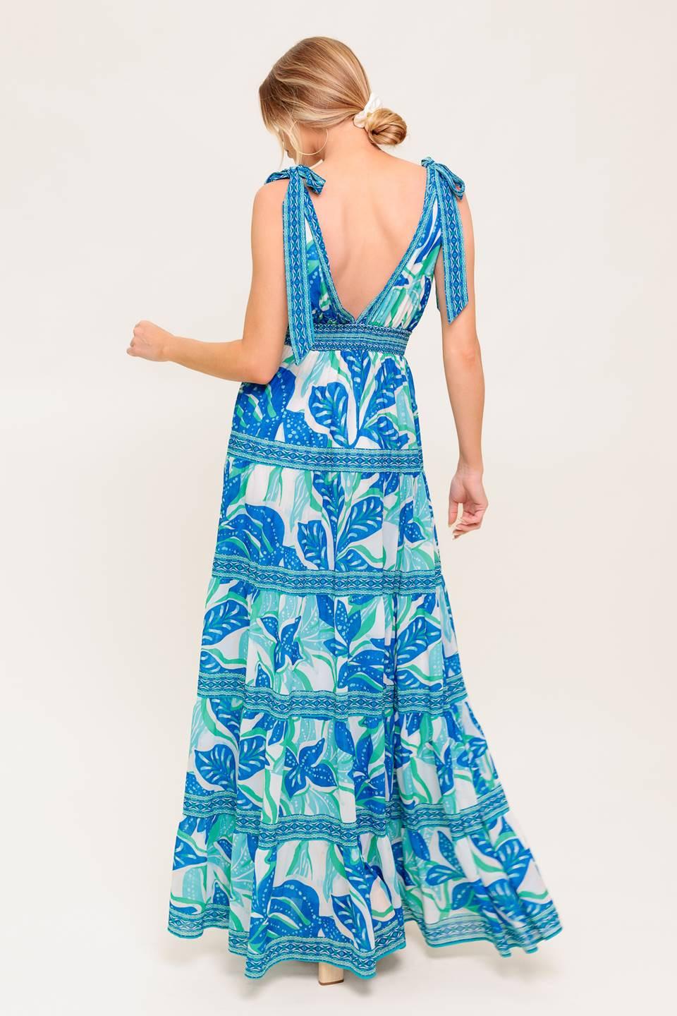 Show Your Love Woven Maxi Dress in ivory blue, view 7 — Soul Flow Apparel
