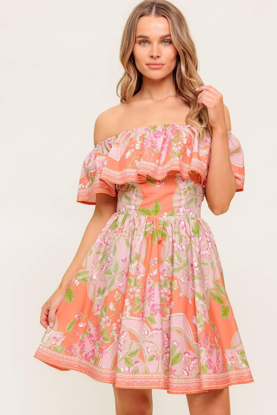 Whispering Coral Woven Mini Dress, view 2 — Soul Flow Apparel