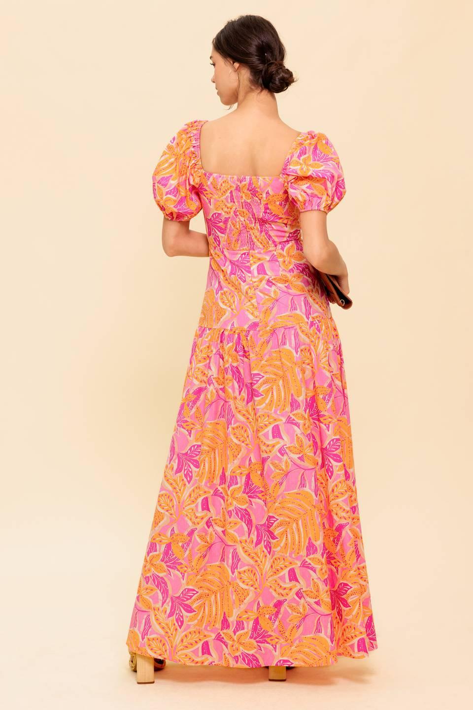 Little Luxuries Woven Maxi Dress in pink orange, view 5 — Soul Flow Apparel