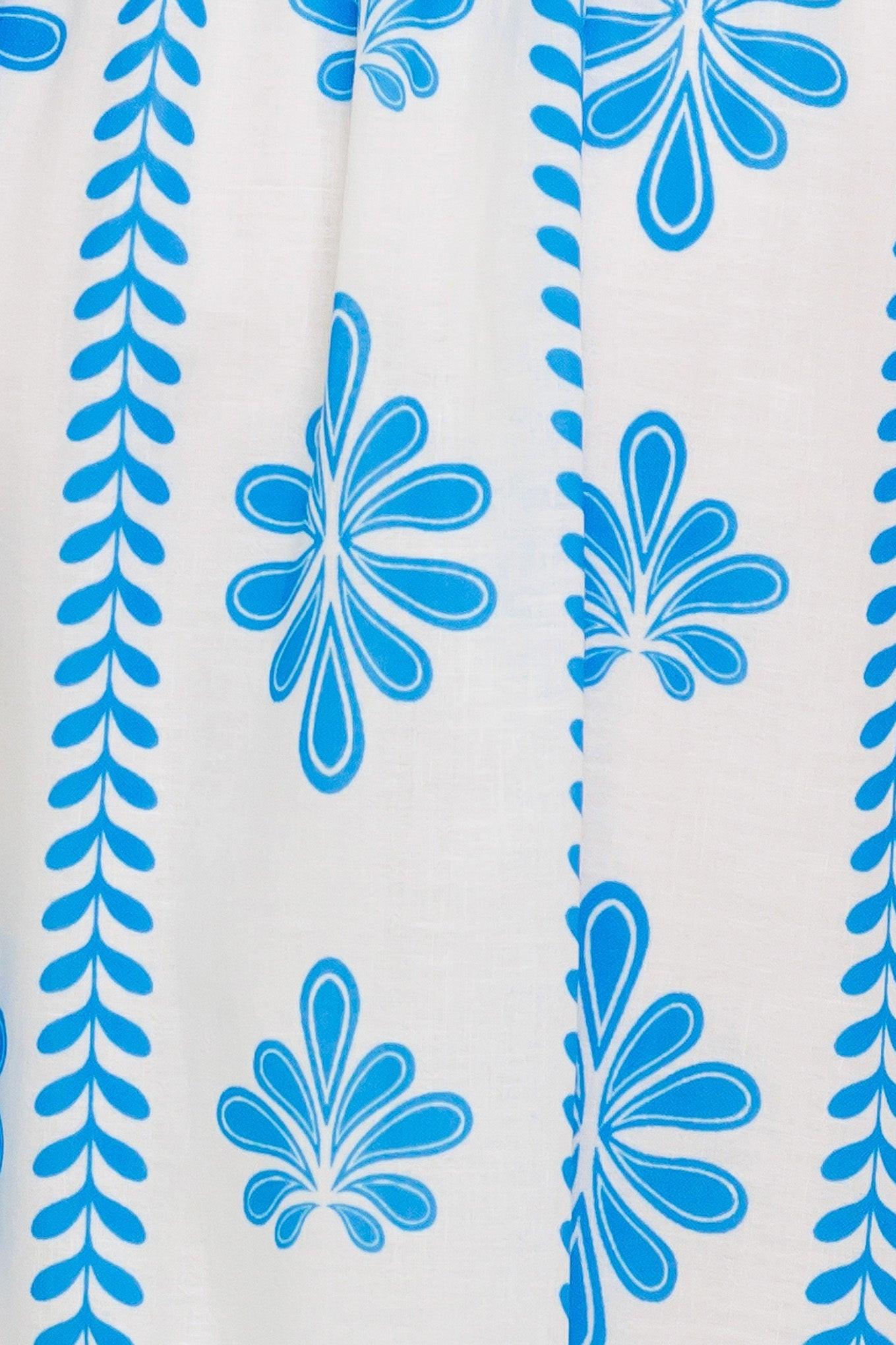 Blue Noir Floral Woven Maxi Dress in ivory, fabric swatch — Soul Flow Apparel