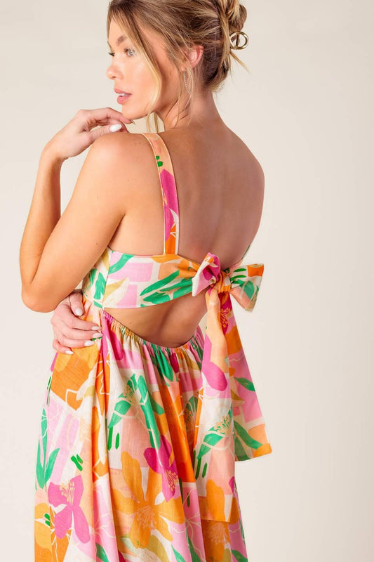 Bon Voyage Pink Orange Woven Maxi Dress, view 6 — Soul Flow Apparel