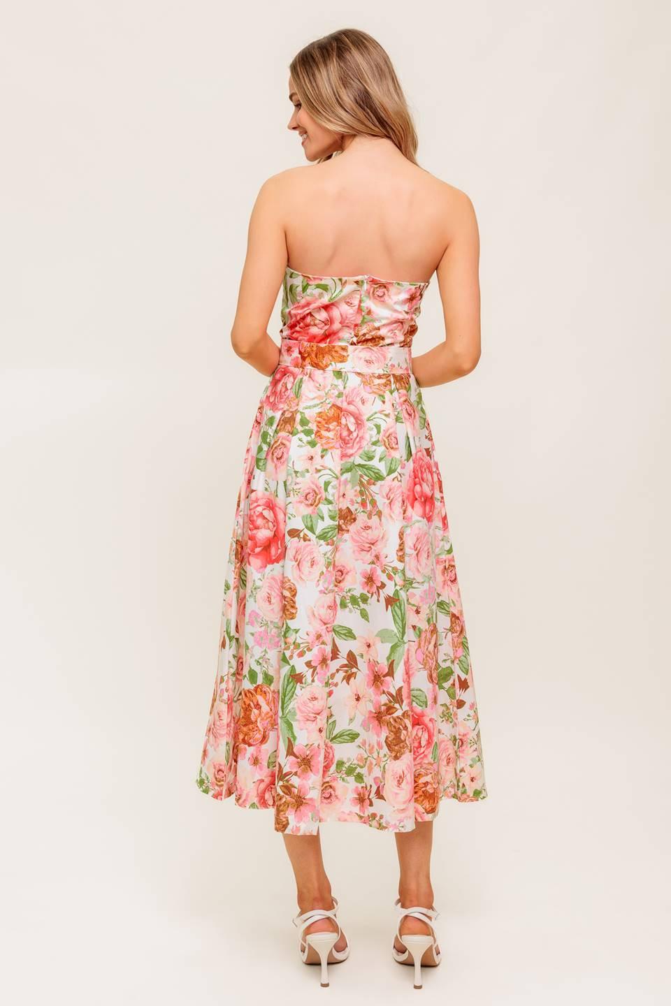 Blushing Dawn Pink Woven Midi Dress in ivory, view 6 — Soul Flow Apparel