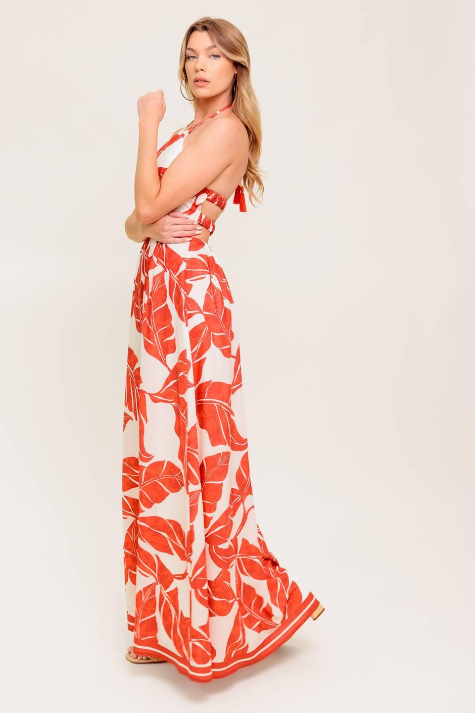 First Glance Red Woven Midi Dress in ivory, view 4 — Soul Flow Apparel