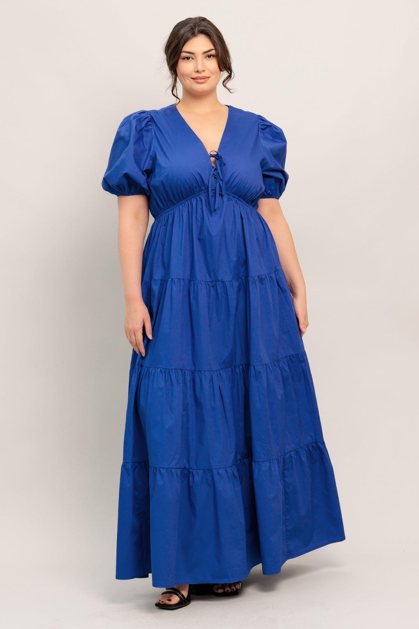 Summer Glow Royal Blue Woven Maxi Dress in royalblue, view 1 — Soul Flow Apparel