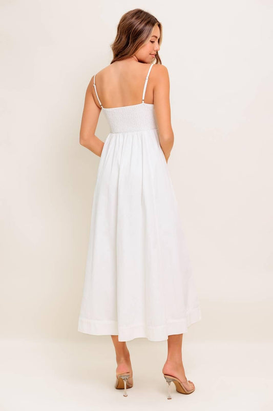 Nature’s Touch White Woven Midi Dress, view 6 — Soul Flow Apparel