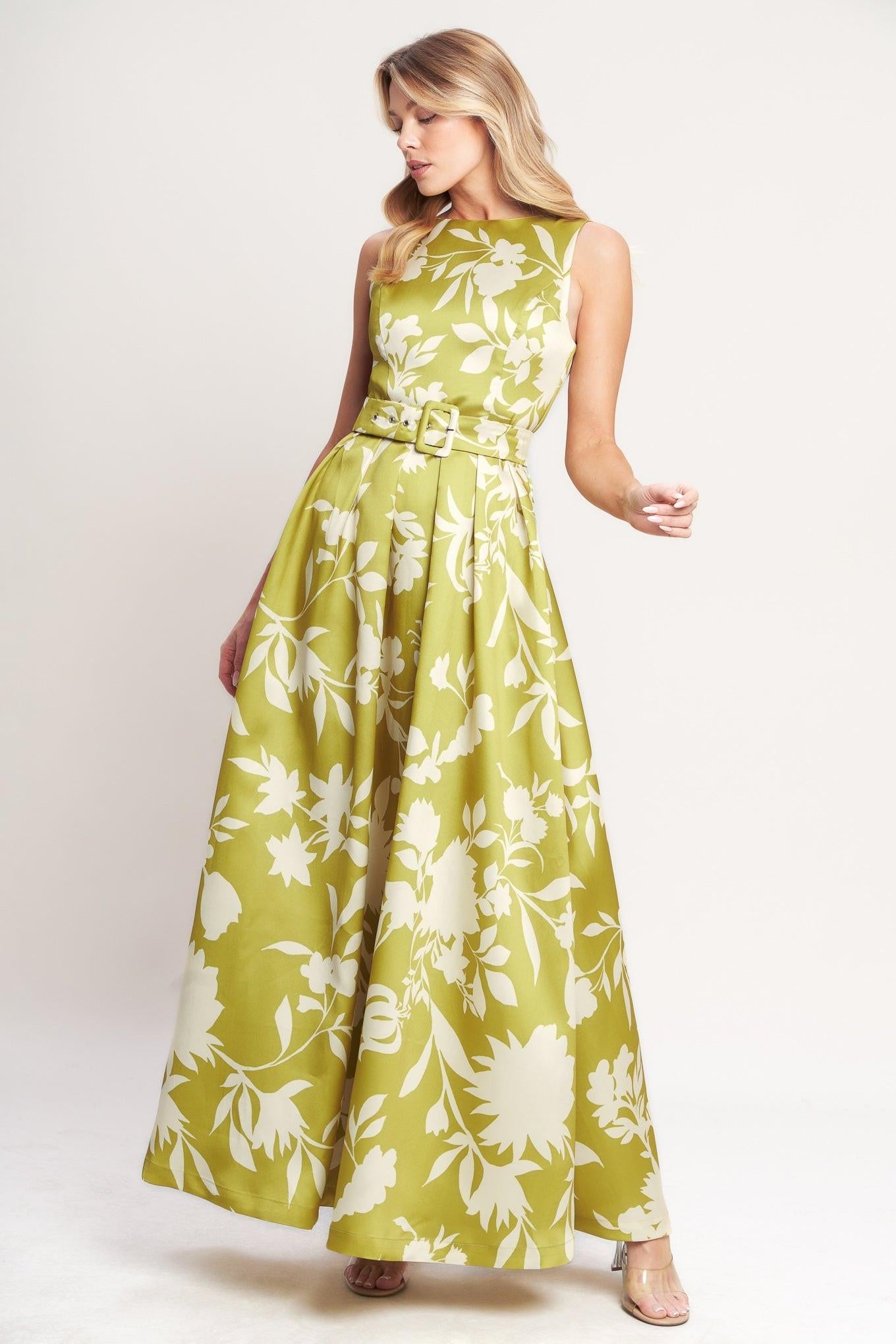 Sapphire Fantasy Lime Woven Maxi Dress, view 3 — Soul Flow Apparel