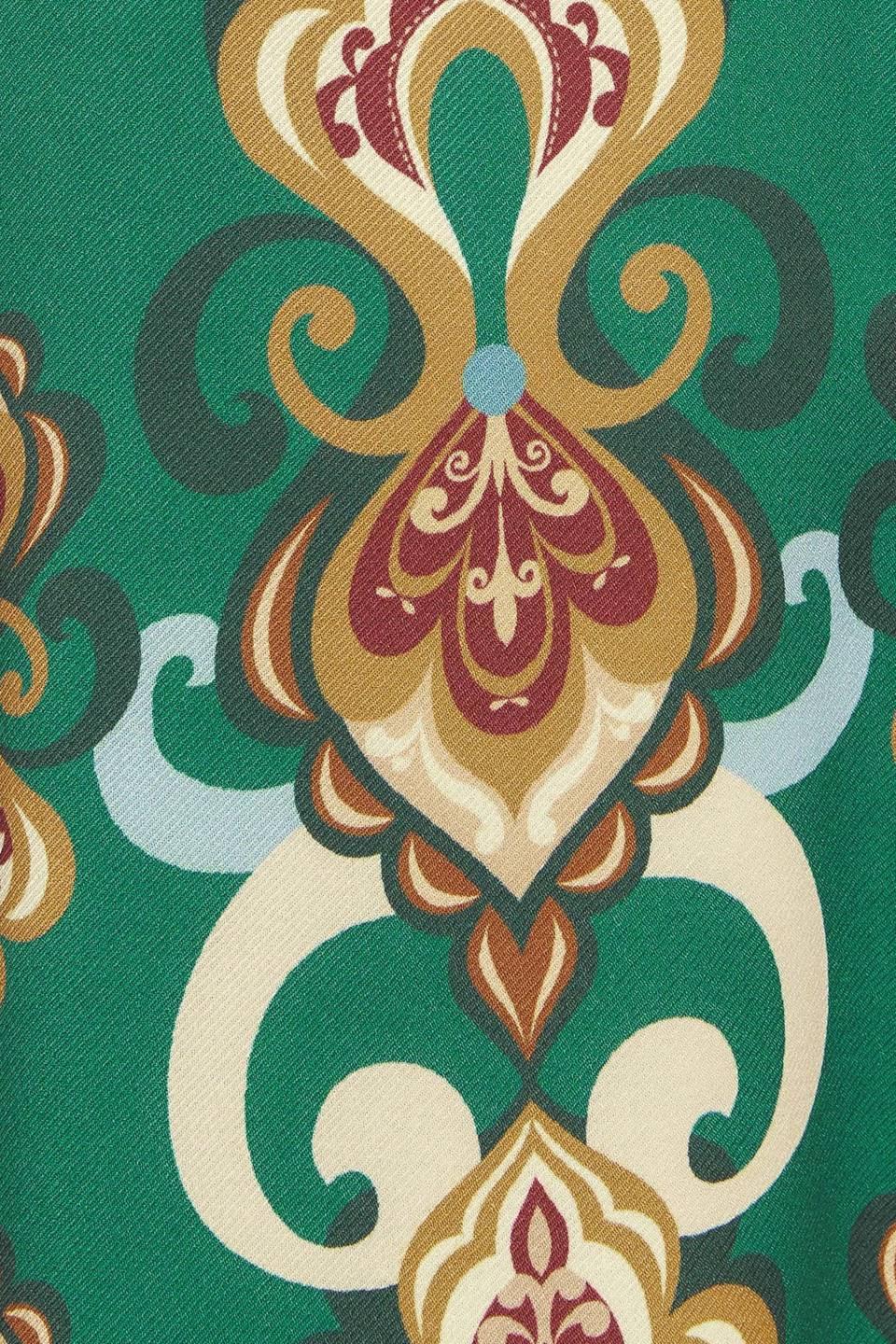 Modern Retro Bloom Woven Midi Dress in kellygreen, fabric swatch — Soul Flow Apparel