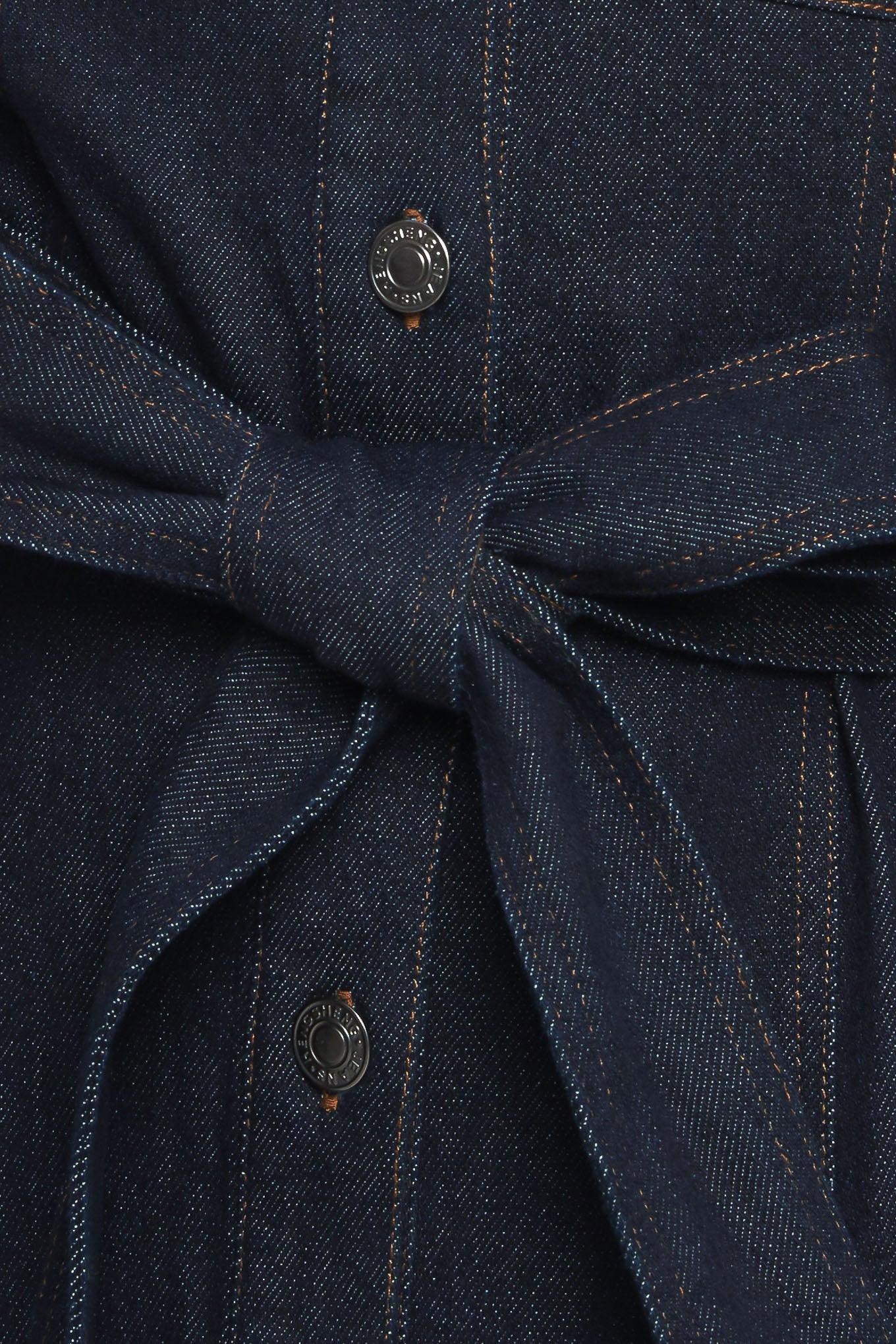 Holiday Dark Indigo Denim Mini Dress, fabric swatch — Soul Flow Apparel