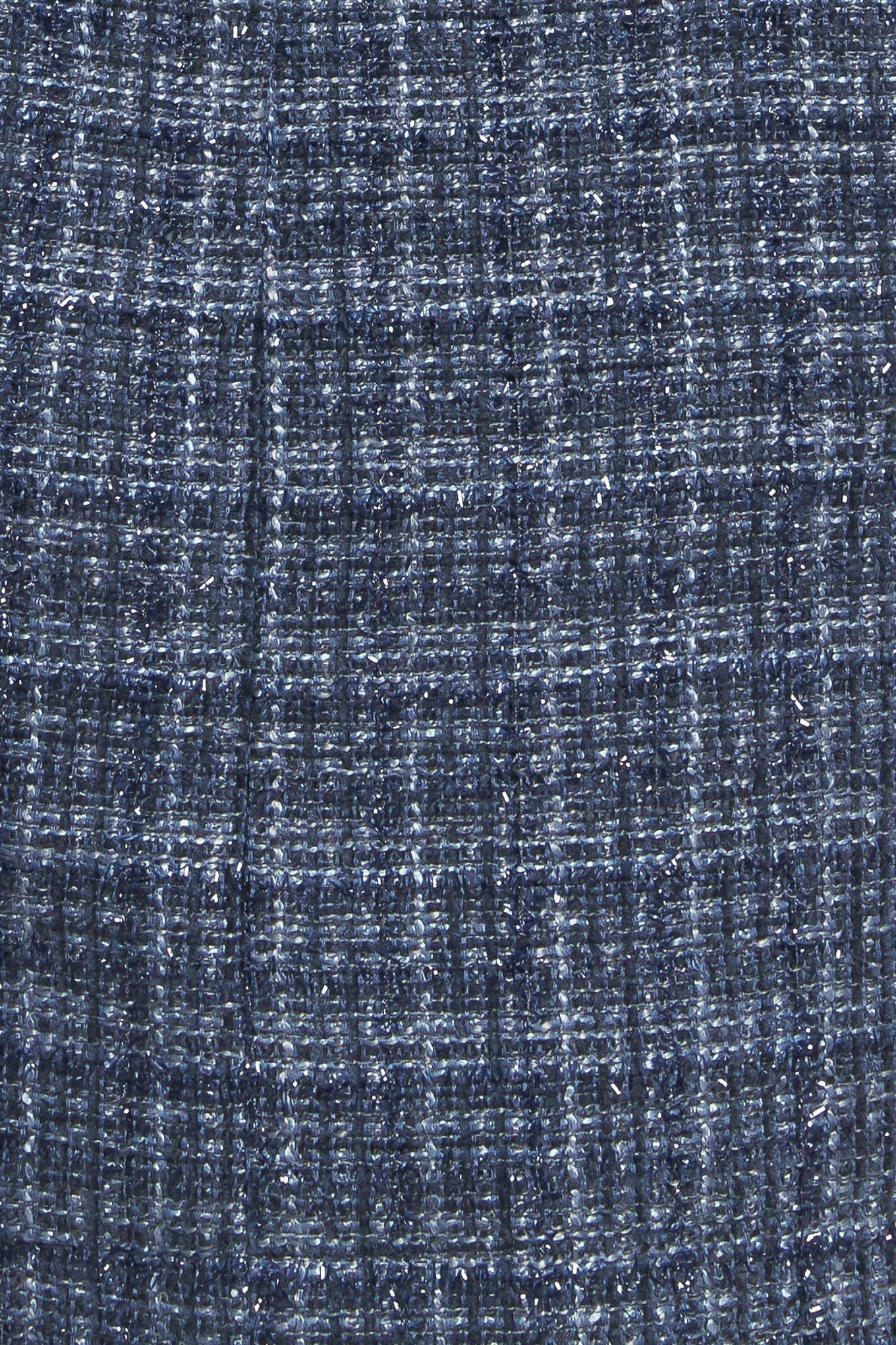 Modern Iconic Tweed Mini Dress in blue, fabric swatch — Soul Flow Apparel