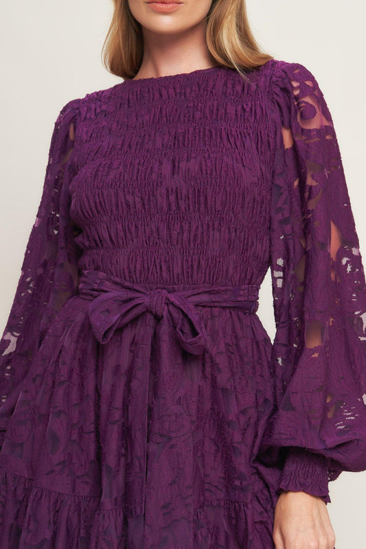 Passion Plum Woven Lace Mini Dress, view 7 — Soul Flow Apparel