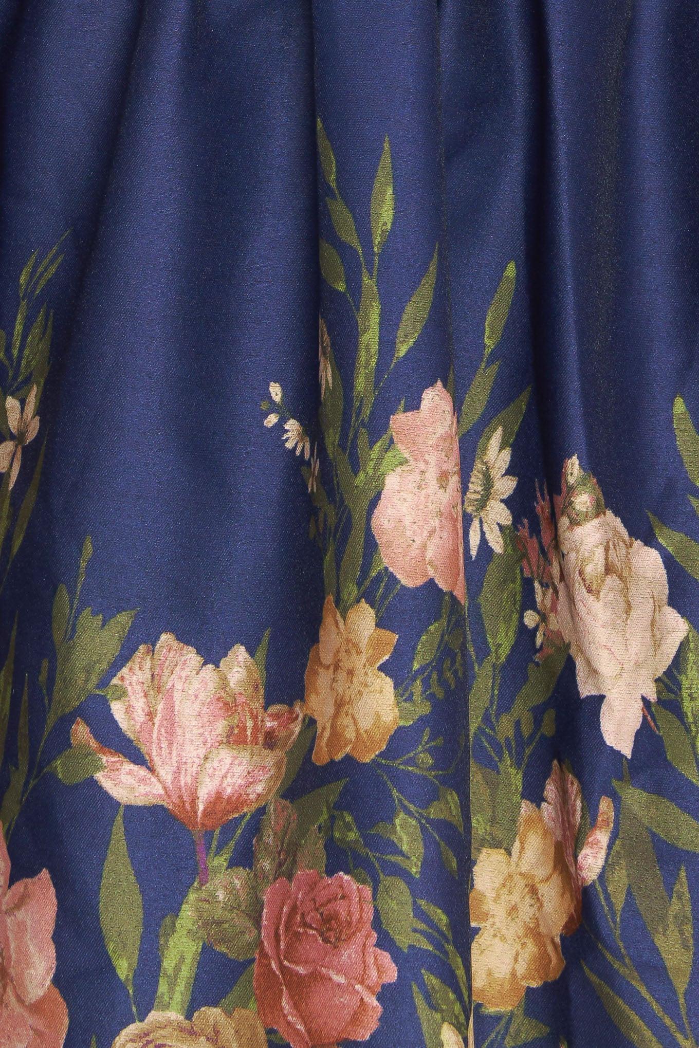 Nocturne in Bloom Woven Mini Dress in navy, fabric swatch — Soul Flow Apparel