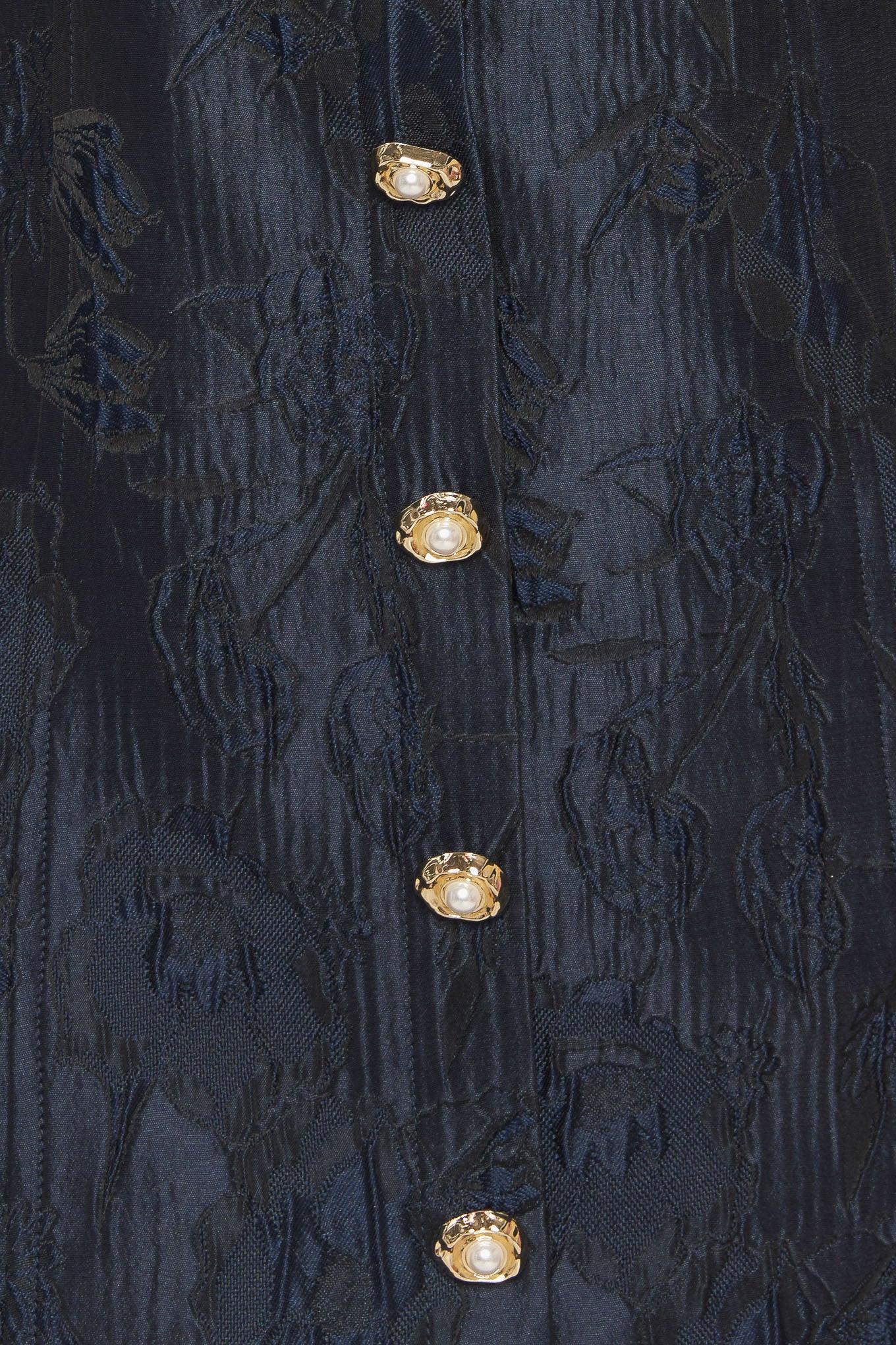 Golden Moon Woven Mini Dress in navy, fabric swatch — Soul Flow Apparel