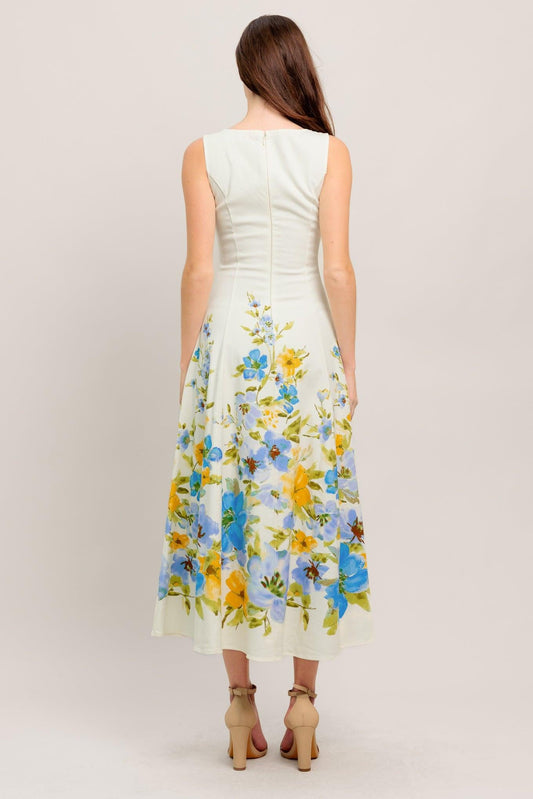 Dreaming of the Coast Woven Midi Dress in off-white, view 7 — Soul Flow Apparel