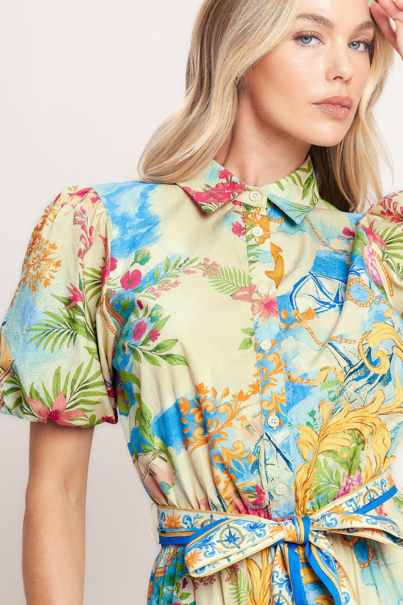 Meet Me in Paradise Woven Mini Dress in multi, view 6 — Soul Flow Apparel
