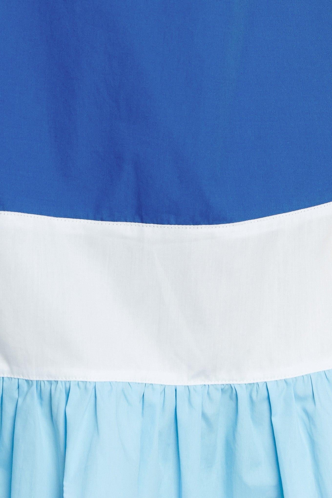 Seaside Sweetheart Color Blocked Mini Dress in blue, fabric swatch — Soul Flow Apparel