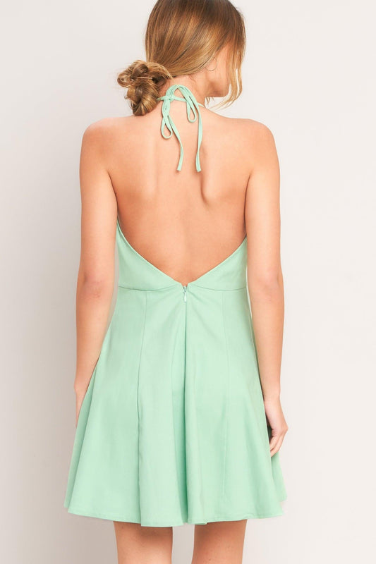 Lovely Charm Mint Woven Mini Dress, view 2 — Soul Flow Apparel