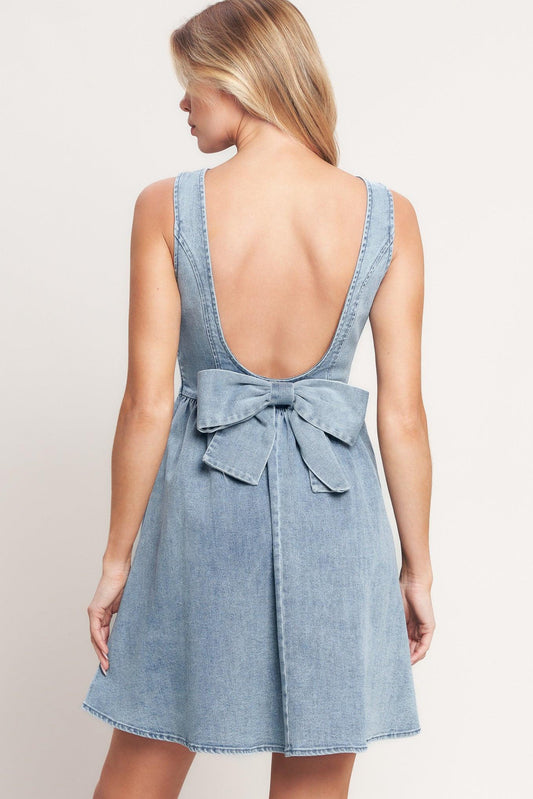 Casual Polished Denim Mini Dress in light, view 5 — Soul Flow Apparel