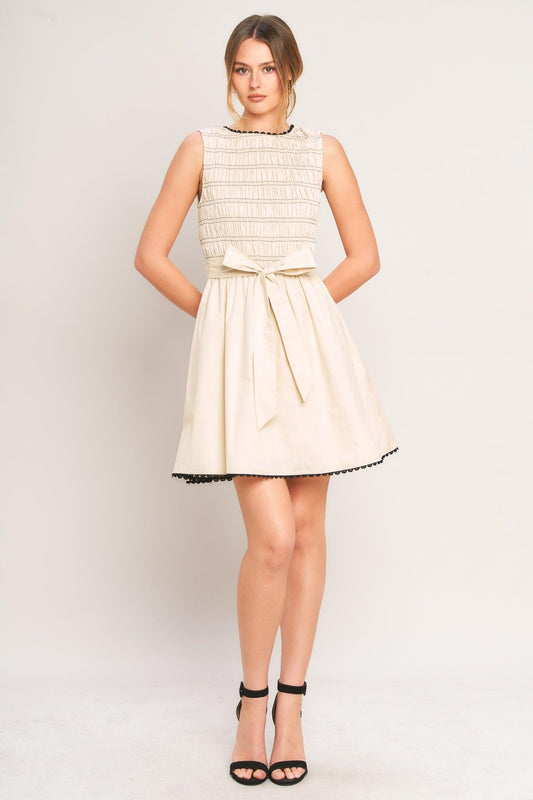 Lovely Escape Woven Mini Dress in beige, view 1 — Soul Flow Apparel