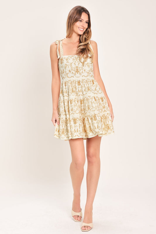 Beautiful Day Woven Mini Dress in cream, view 1 — Soul Flow Apparel