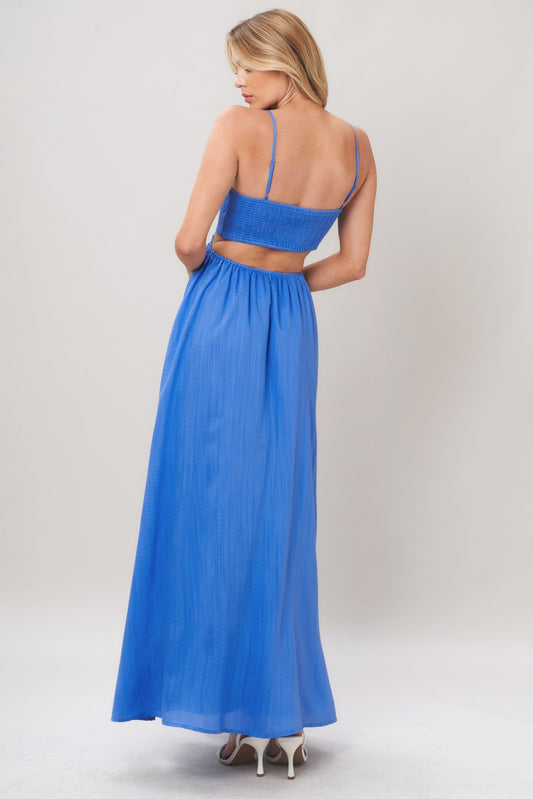 Azure Temptation Woven Maxi Dress in pale blue, view 5 — Soul Flow Apparel