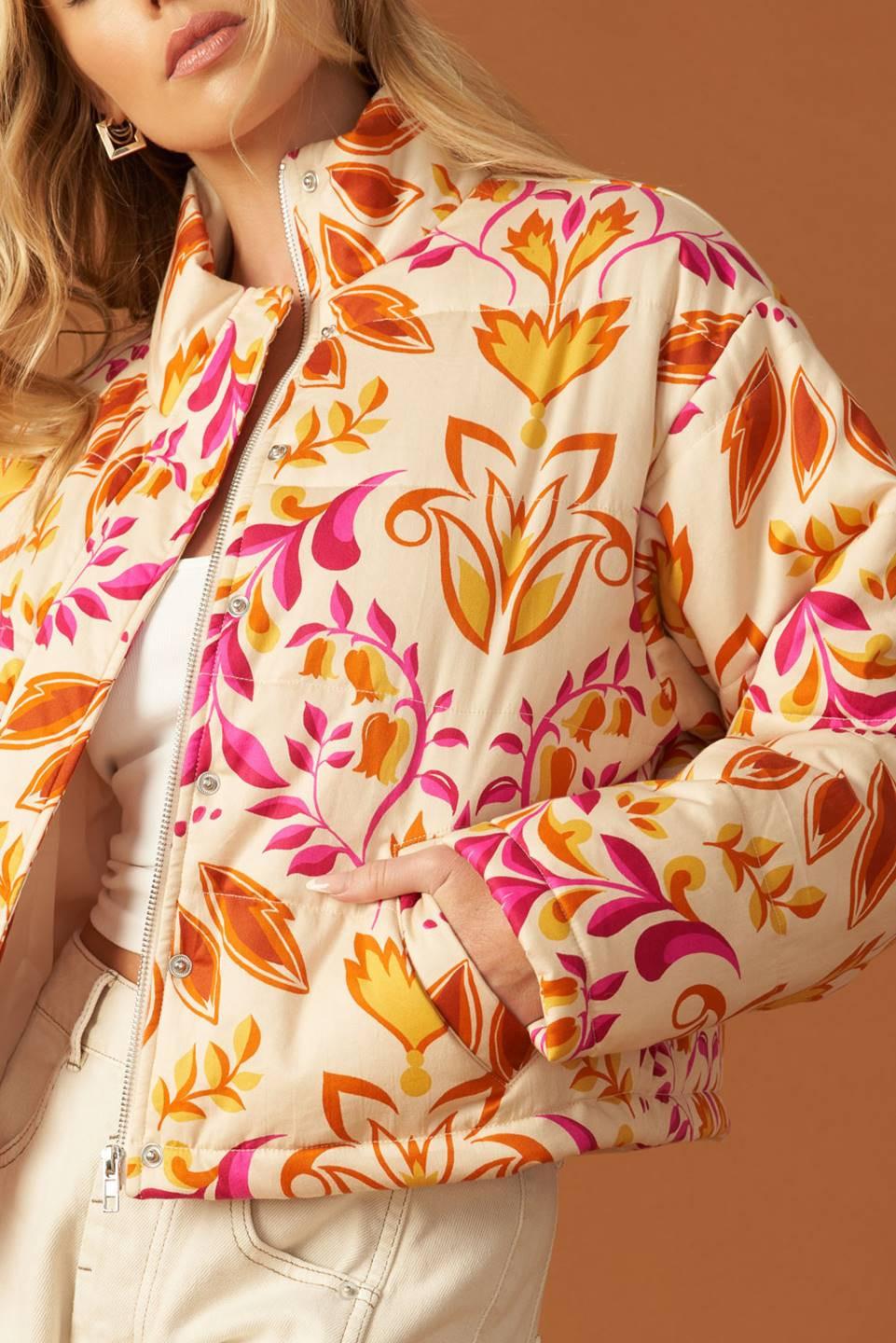 New Moon Rising Puff Jacket in ivory, view 7 — Soul Flow Apparel