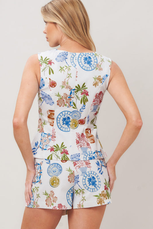 Summer Atelier Woven Vest in ivory, view 6 — Soul Flow Apparel