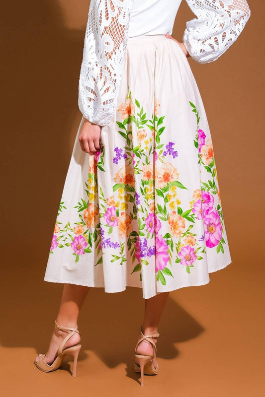 Sagamore Creek Land Woven Midi Skirt in ivory, view 2 — Soul Flow Apparel