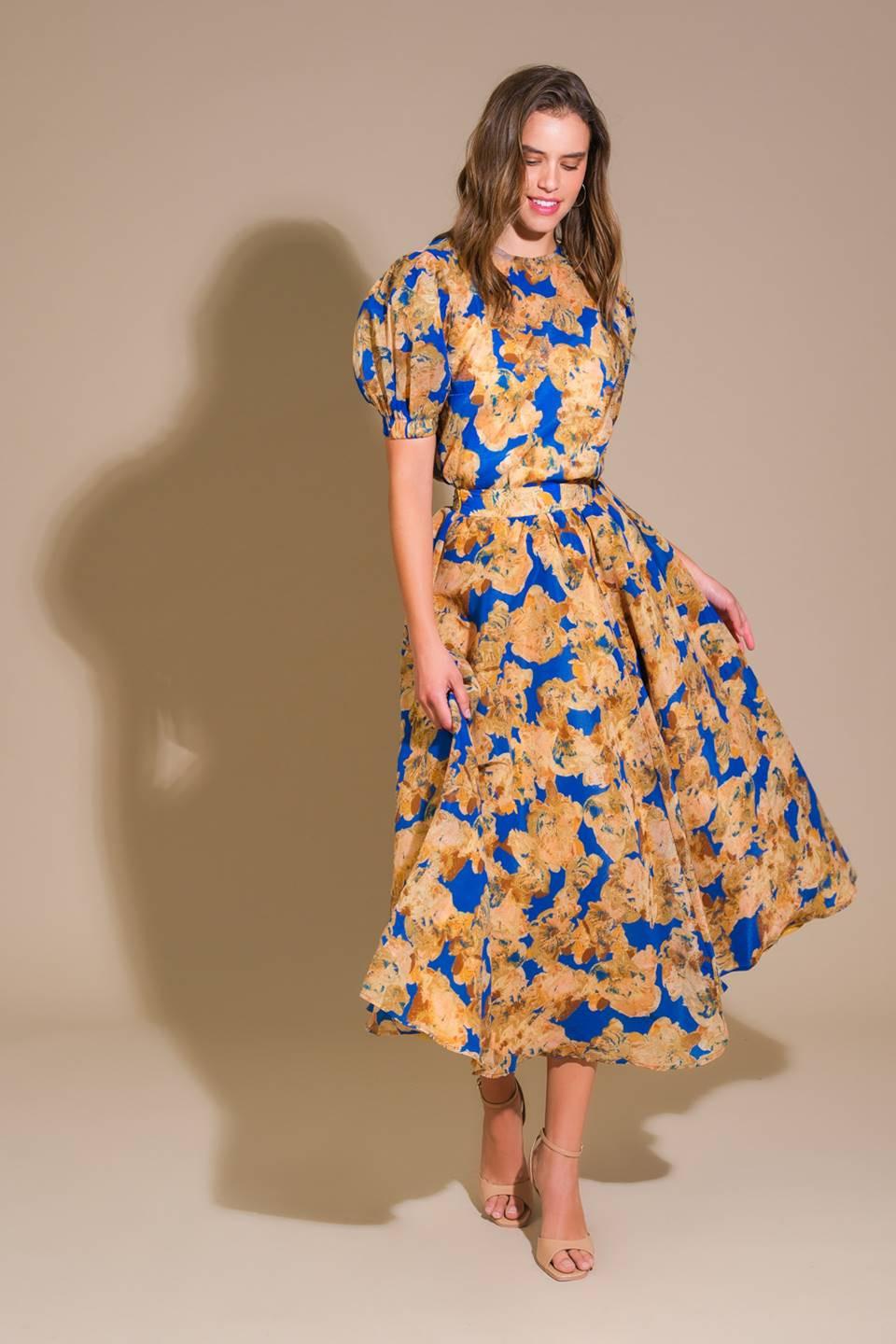 Sweetest Harmonies Woven Full Skirt in blue, view 8 — Soul Flow Apparel