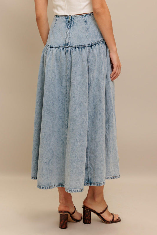 AMERICAN BLEND DENIM MIDI SKIRT