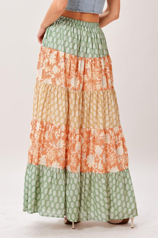 Terra Flow Midi Prairie Skirt in multi color, view 5 — Soul Flow Apparel