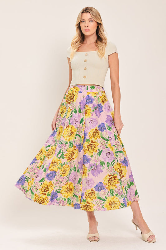 BLOSSOM MARKET WOVEN FULL MIDI SKIRT