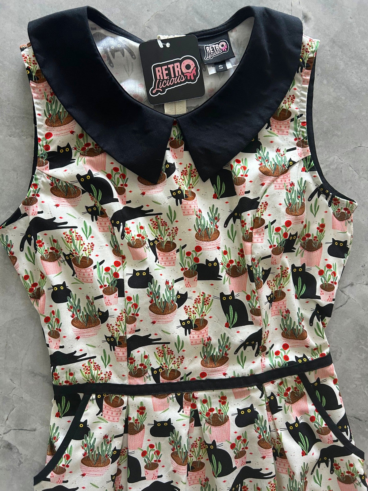 Cats & Plants Collared Dress, view 968 — Soul Flow Apparel